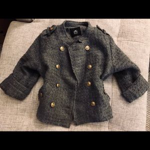 Bloomingdale’s Grey Wool Peacoat Jacket XS Small 2